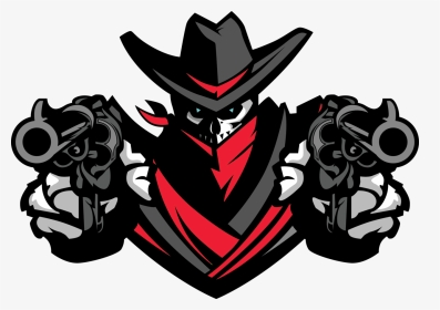 Skull Clip Art Image Black - Cowboy Mascot Aiming Guns, HD Png Download, Transparent PNG