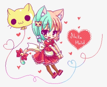 Pixel Maid Livestream By - Pixel Anime Girl Neko, HD Png Download, Transparent PNG