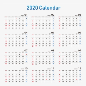 Printable Yearly Desk Calendar - One Page 2020 Calendar Printable, HD Png Download, Transparent PNG