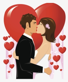 Kisspng Wedding Invitation Man Kiss Illustration Sweet - Heart With Married Couple, Transparent Png, Transparent PNG
