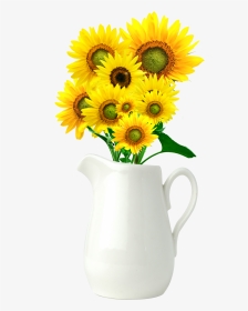 Common Sunflower Vase - Sunflower Vase Transparent Background, HD Png Download, Transparent PNG