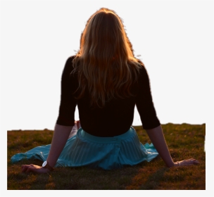 #woman #sunset #sunbathing #sitting #grass - Girl, HD Png Download, Transparent PNG