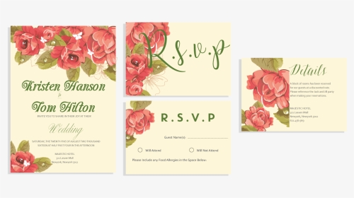 Hand Painted Flowers Invitation Set - Garden Roses, HD Png Download, Transparent PNG