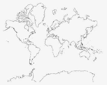 World Map Mercator Projection With Antarctica No Country - World Map Outline, HD Png Download, Transparent PNG