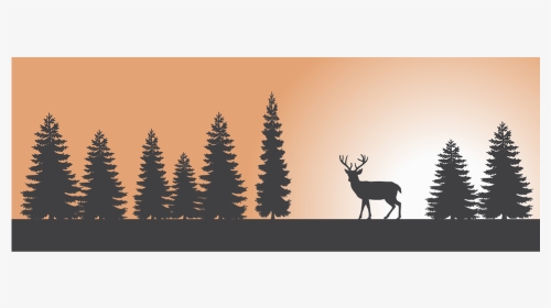 Transparent Santa And Reindeer Silhouette Png - Pine Trees Silhouette Transparent, Png Download, Transparent PNG