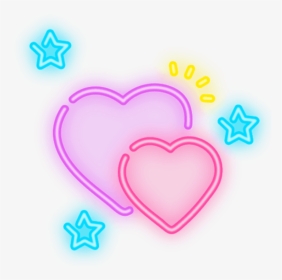 #freetoedit #neon #pink #yellow #blue #heart #stars - Love Neon Png Picsart, Transparent Png, Transparent PNG