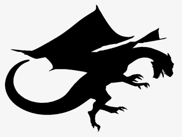Black-ink Flying Dragon Silhouette Tattoo Design - Dragon Silhouette Transparent Background, HD Png Download, Transparent PNG