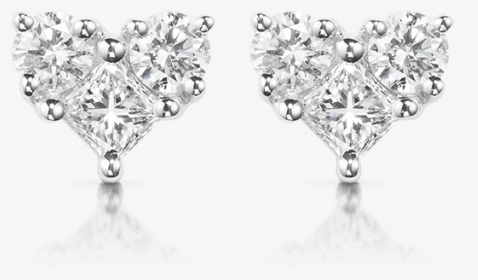 Earrings Delicate Illusion Heart Shape Diamond Stud - Heart Illusion Diamond Earrings, HD Png Download, Transparent PNG