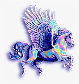 #unicorn #pegasus #flyinghorse #horse #wings #holographic - Cartoon Unicorn With Wings, HD Png Download, Transparent PNG
