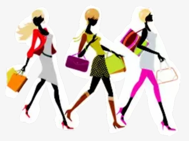 #women #lady #shopping #fashion #friends - Woman Shopping Art Png, Transparent Png, Transparent PNG