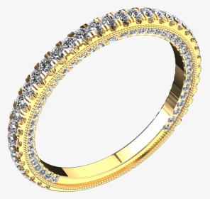 Modern Style Diamond Ring Set In Yellow Gold Style - Bangle, HD Png Download, Transparent PNG