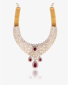 Jdn444 - Diamond Necklace Khazana Jewellery Diamond, HD Png Download, Transparent PNG