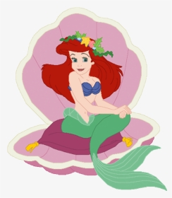 Disney Clipart Ariel14 - Mermaid In Shell Cartoon, HD Png Download, Transparent PNG