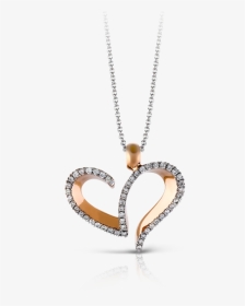 Zeghani 14k Rose & White Gold Heart Shaped Diamond - Locket, HD Png Download, Transparent PNG