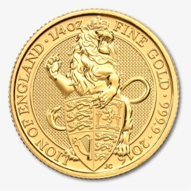 Queen S Beasts Lion 1/4oz Gold Coin 2016 Motif - 2019 Falcon 2 Oz Queens Beasts, HD Png Download, Transparent PNG