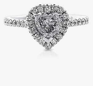 Heart Shape Diamond Halo Engagement Ring With Round - Engagement Ring, HD Png Download, Transparent PNG