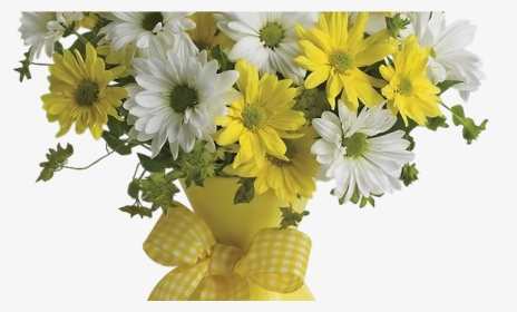 Vase With Yellow And White Daisies Png Clipart Picture - Pink Flower Background Png, Transparent Png, Transparent PNG