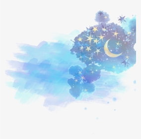 #blue #watercolour #sky #star #moon #remix #vjaii - Star And Moon Background, HD Png Download, Transparent PNG