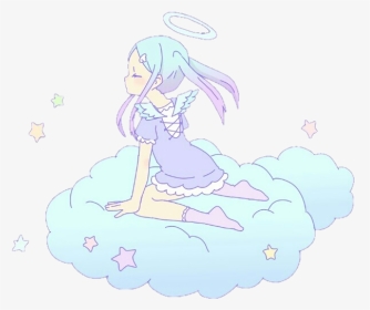 #kawaii #cute #anime #girl #angel #cloud #star #pixel - Kawaii Anime Angel Girl, HD Png Download, Transparent PNG
