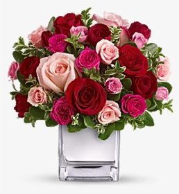 Love Medley Roses Bouquet - Red And Pink Flower Arrangements, HD Png Download, Transparent PNG
