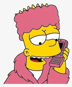 Simpsons Sticker Clipart , Png Download - Bart Simpson On Phone, Transparent Png, Transparent PNG