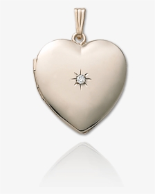 Heart Shaped Locket With Diamond In Center - Gold Heart Pendant Necklace Diamond In Center, HD Png Download, Transparent PNG