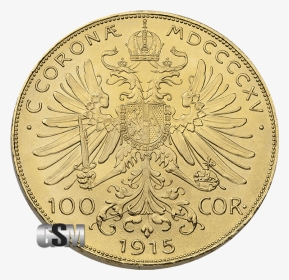 100 Corona Austrian Gold Coin - Coin, HD Png Download, Transparent PNG