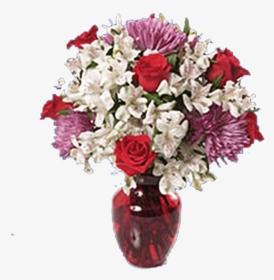 Bouquet For Valentine Mixed Flowers With Vase - Bouquet, HD Png Download, Transparent PNG