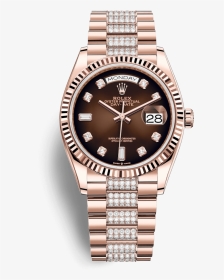 Rolex Day-date 36mm Brown Diamond Dial Bracelet 18k - Rolex Day Date 36 Rose Gold, HD Png Download, Transparent PNG