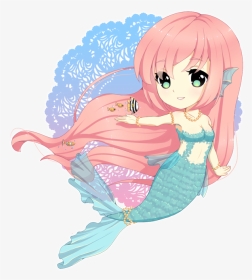##mermaid #picsartlife #creative #colorpaint#cute #kawaii - Cute Kawaii Cartoon Mermaid, HD Png Download, Transparent PNG