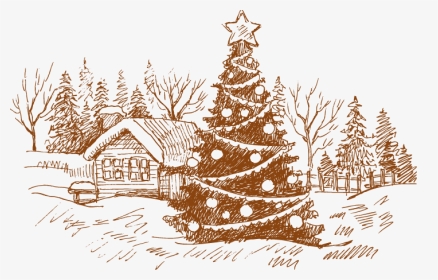 Image Royalty Free Download Card Drawing House - Draw Christmas Tree In House, HD Png Download, Transparent PNG