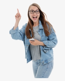 Happy Girl With Smartphone Png Image - Png Girls, Transparent Png, Transparent PNG