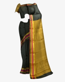 Fancy Multicolored Stripes On A Contrast Border Silk - Kanchipuram Silk, HD Png Download, Transparent PNG