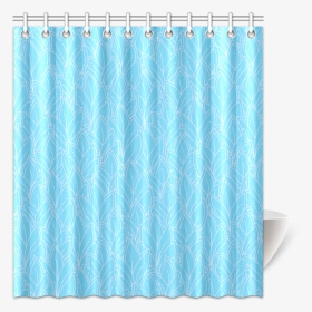 Doodle Leaf Pattern Bright Blue & White Shower Curtain - Window Valance, HD Png Download, Transparent PNG