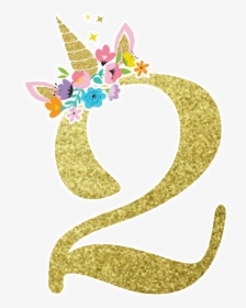 #two #2 #unicorn #glitter #unicornio #kawaii #cute - Illustration, HD Png Download, Transparent PNG