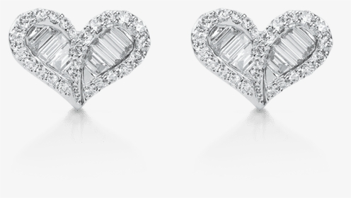 Earrings Tered Heart Shape Diamond Stud - Earrings, HD Png Download, Transparent PNG