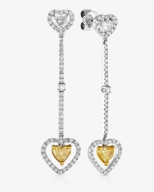 18ct White And Yellow Gold Heart Diamond Earring   - Earrings, HD Png Download, Transparent PNG