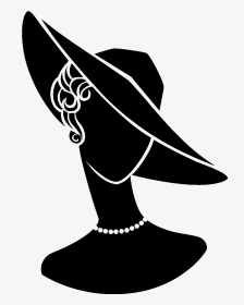 Silhouette Stencil Drawing Photography - Silhouette Lady With Hat, HD Png Download, Transparent PNG