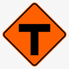 T Intersection Warning Trail Sign Orange - Schwimmabzeichen Pinguin, HD Png Download, Transparent PNG