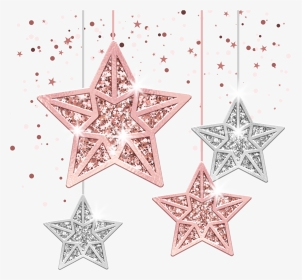 #snowflakes #christmas #star #rosegold #silver #decoration - Estrelas Ano Novo Png, Transparent Png, Transparent PNG