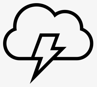 Lightning Bolt On A Cloud Stroke Weather Symbol- - Cloud With Lightning Bolt Png, Transparent Png, Transparent PNG