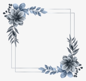 #wreath #square #flower #floral #frame #silver #glitter - Silver Wedding Frame Png, Transparent Png, Transparent PNG