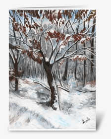 Snow On An Oak Tree Christmas Card Greeting Card - Snow, HD Png Download, Transparent PNG