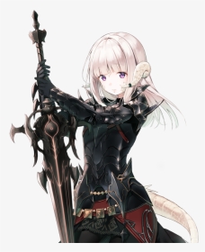 Art Id - - White Hair Anime Girl Knight, HD Png Download, Transparent PNG