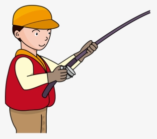 Fishing Pole Fishing Rod And Reel Kid Clipart - Clipart Of A Fisherman, HD Png Download, Transparent PNG