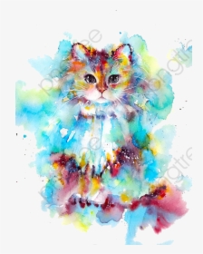Watercolor Cat Clipart Kitty - Kitty Cat Watercolor Cat, HD Png Download, Transparent PNG
