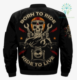Born To Ride Ride To Live Skull Biker Over Print Jacket - Born To Ride Ride To Live, HD Png Download, Transparent PNG