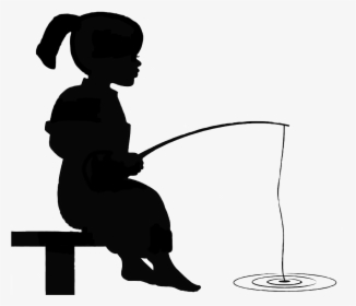 Clipart Boy Fishing - Girl Fishing Silhouette Png, Transparent Png, Transparent PNG