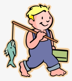 Vector Illustration Of Barefooted Primary School Boy - Fishing Vocabulary Word List, HD Png Download, Transparent PNG