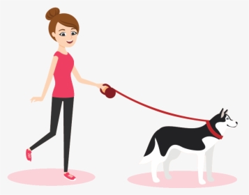Transparent Person Walking Dog Png - Cartoon Person Walking Their Dog, Png Download, Transparent PNG